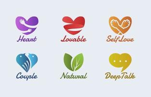 colección de logotipos de corazones coloridos vector