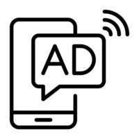 Check line icon of mobile ad vector