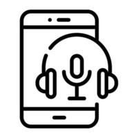 A listen music line editable icon vector