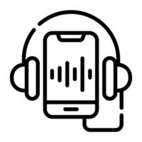 A listen music line editable icon vector