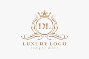 Initial DL Letter Royal Luxury Logo template in vector art for Restaurant, Royalty, Boutique, Cafe, Hotel, Heraldic, Jewelry, Fashion and other vector illustration.