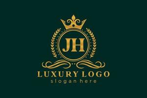 Initial JH Letter Royal Luxury Logo template in vector art for Restaurant, Royalty, Boutique, Cafe, Hotel, Heraldic, Jewelry, Fashion and other vector illustration.