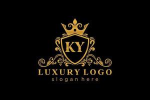 Initial KY Letter Royal Luxury Logo template in vector art for Restaurant, Royalty, Boutique, Cafe, Hotel, Heraldic, Jewelry, Fashion and other vector illustration.