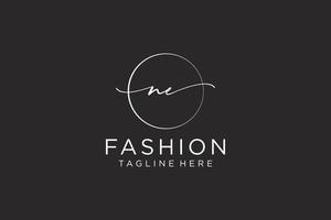 initial NE Feminine logo beauty monogram and elegant logo design, handwriting logo of initial signature, wedding, fashion, floral and botanical with creative template. vector