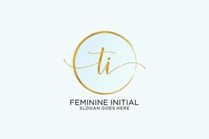 Initial TI handwriting logo with circle template vector signature, wedding, fashion, floral and botanical with creative template.
