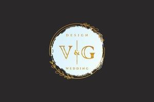 Initial VG beauty monogram and elegant logo design handwriting logo of initial signature, wedding, fashion, floral and botanical with creative template. vector