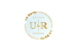 Initial UR beauty monogram and elegant logo design handwriting logo of initial signature, wedding, fashion, floral and botanical with creative template. vector