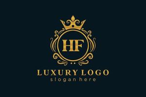 Initial HF Letter Royal Luxury Logo template in vector art for Restaurant, Royalty, Boutique, Cafe, Hotel, Heraldic, Jewelry, Fashion and other vector illustration.