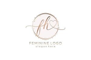 logotipo inicial de escritura a mano fh con plantilla de círculo logotipo vectorial de boda inicial, moda, floral y botánica con plantilla creativa. vector