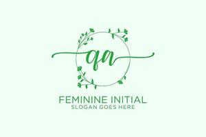 Initial QA beauty monogram and elegant logo design handwriting logo of initial signature, wedding, fashion, floral and botanical with creative template. vector
