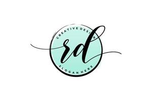 Initial RD handwriting logo with circle template vector signature, wedding, fashion, floral and botanical with creative template.