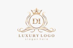 Initial DI Letter Royal Luxury Logo template in vector art for Restaurant, Royalty, Boutique, Cafe, Hotel, Heraldic, Jewelry, Fashion and other vector illustration.