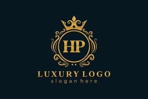 Initial HP Letter Royal Luxury Logo template in vector art for Restaurant, Royalty, Boutique, Cafe, Hotel, Heraldic, Jewelry, Fashion and other vector illustration.