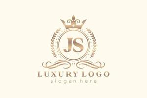 Initial JS Letter Royal Luxury Logo template in vector art for Restaurant, Royalty, Boutique, Cafe, Hotel, Heraldic, Jewelry, Fashion and other vector illustration.