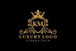 Initial KM Letter Royal Luxury Logo template in vector art for Restaurant, Royalty, Boutique, Cafe, Hotel, Heraldic, Jewelry, Fashion and other vector illustration.