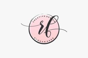 Initial RF handwriting logo with circle template vector signature, wedding, fashion, floral and botanical with creative template.