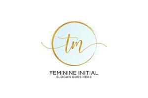 Initial TM handwriting logo with circle template vector signature, wedding, fashion, floral and botanical with creative template.