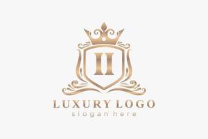 Initial II Letter Royal Luxury Logo template in vector art for Restaurant, Royalty, Boutique, Cafe, Hotel, Heraldic, Jewelry, Fashion and other vector illustration.