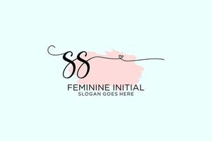 Initial SS beauty monogram and elegant logo design handwriting logo of initial signature, wedding, fashion, floral and botanical with creative template. vector