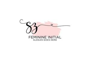 Initial SZ beauty monogram and elegant logo design handwriting logo of initial signature, wedding, fashion, floral and botanical with creative template. vector