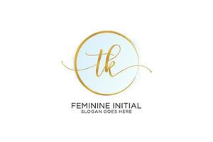 Initial TK handwriting logo with circle template vector signature, wedding, fashion, floral and botanical with creative template.