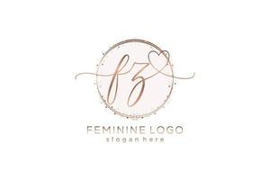 Initial FZ handwriting logo with circle template vector logo of initial wedding, fashion, floral and botanical with creative template.