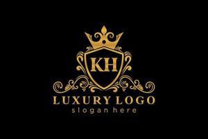 Initial KH Letter Royal Luxury Logo template in vector art for Restaurant, Royalty, Boutique, Cafe, Hotel, Heraldic, Jewelry, Fashion and other vector illustration.