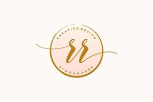 Initial RR handwriting logo with circle template vector signature, wedding, fashion, floral and botanical with creative template.