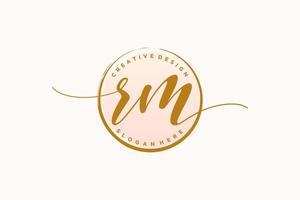 Initial RM handwriting logo with circle template vector signature, wedding, fashion, floral and botanical with creative template.