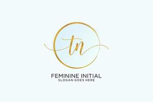 Initial TN handwriting logo with circle template vector signature, wedding, fashion, floral and botanical with creative template.