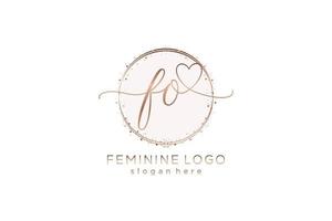 Initial FO handwriting logo with circle template vector logo of initial wedding, fashion, floral and botanical with creative template.