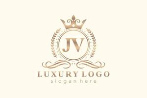 Initial JV Letter Royal Luxury Logo template in vector art for Restaurant, Royalty, Boutique, Cafe, Hotel, Heraldic, Jewelry, Fashion and other vector illustration.