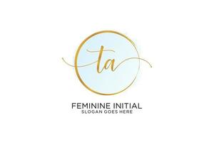 Initial TA handwriting logo with circle template vector signature, wedding, fashion, floral and botanical with creative template.