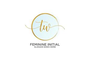 Initial TW handwriting logo with circle template vector signature, wedding, fashion, floral and botanical with creative template.