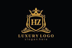 Initial HZ Letter Royal Luxury Logo template in vector art for Restaurant, Royalty, Boutique, Cafe, Hotel, Heraldic, Jewelry, Fashion and other vector illustration.