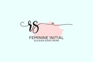 Initial RS beauty monogram and elegant logo design handwriting logo of initial signature, wedding, fashion, floral and botanical with creative template. vector