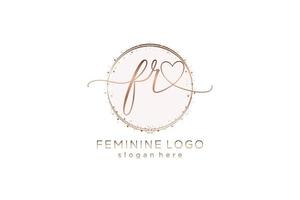 Initial FR handwriting logo with circle template vector logo of initial wedding, fashion, floral and botanical with creative template.