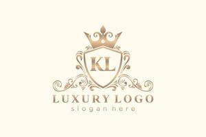 Initial KL Letter Royal Luxury Logo template in vector art for Restaurant, Royalty, Boutique, Cafe, Hotel, Heraldic, Jewelry, Fashion and other vector illustration.