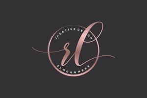 Initial RL handwriting logo with circle template vector signature, wedding, fashion, floral and botanical with creative template.