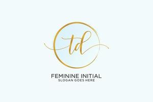 Initial TD handwriting logo with circle template vector signature, wedding, fashion, floral and botanical with creative template.