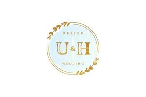 monograma de belleza uh inicial y diseño de logotipo elegante logotipo de escritura a mano de firma inicial, boda, moda, floral y botánica con plantilla creativa. vector