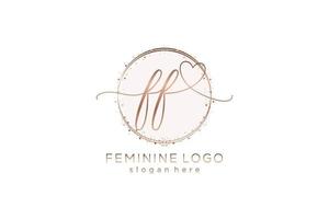 Initial FF handwriting logo with circle template vector logo of initial wedding, fashion, floral and botanical with creative template.