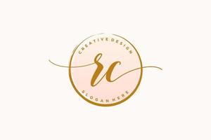 Initial RC handwriting logo with circle template vector signature, wedding, fashion, floral and botanical with creative template.