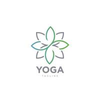 plantilla de diseño de logotipo de yoga con forma de flor limpia simple vector