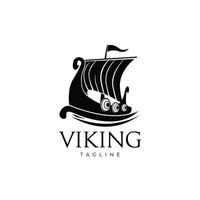 Simple Monogram Viking Ship Logo Symbol Illustration vector