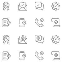 Approve and Reject Line Icon Set vector