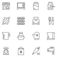 Bake Shop Line Icon Set vector