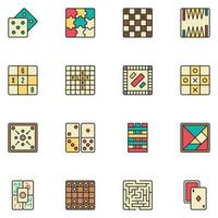 conjunto de iconos de línea llena de juego de mesa vector