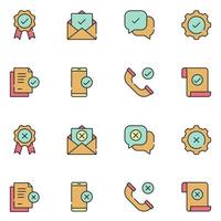 Approve and Reject Filled Line Icon Set vector