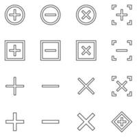 Add and Remove Line Icon Set vector